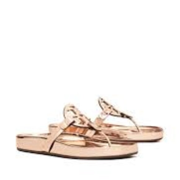 NIB Tory Burch Cloud Miller Metalic Rose Gold Sandals - Picture 1 of 3